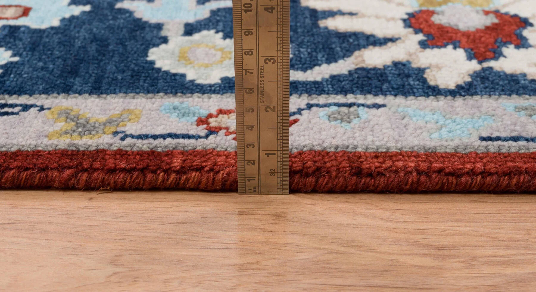 Red Rust Hand-Knotted Oushak Rug – Palmette & Rosette