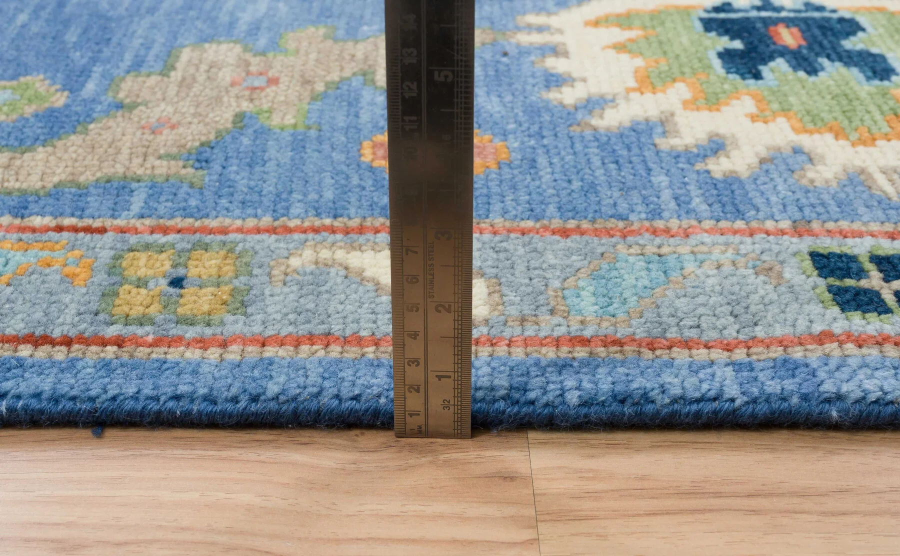 Blue & Gold Hand-Knotted Oushak Rug – Rosette & Palmette