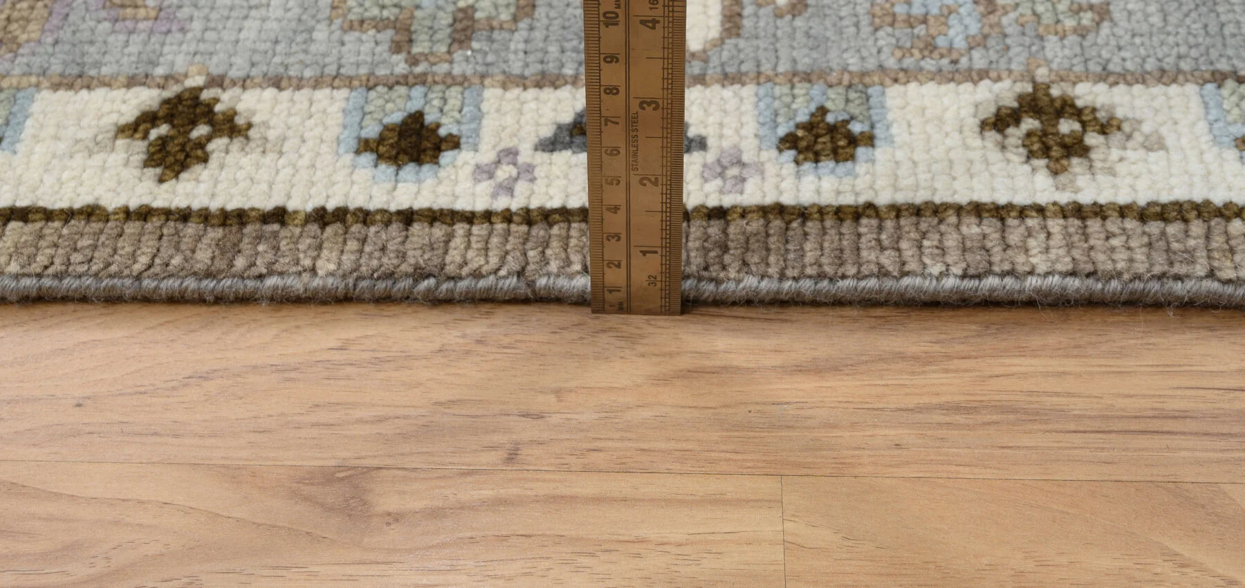 Taupe Hand-Knotted Oushak Rug – Palmette & Vine