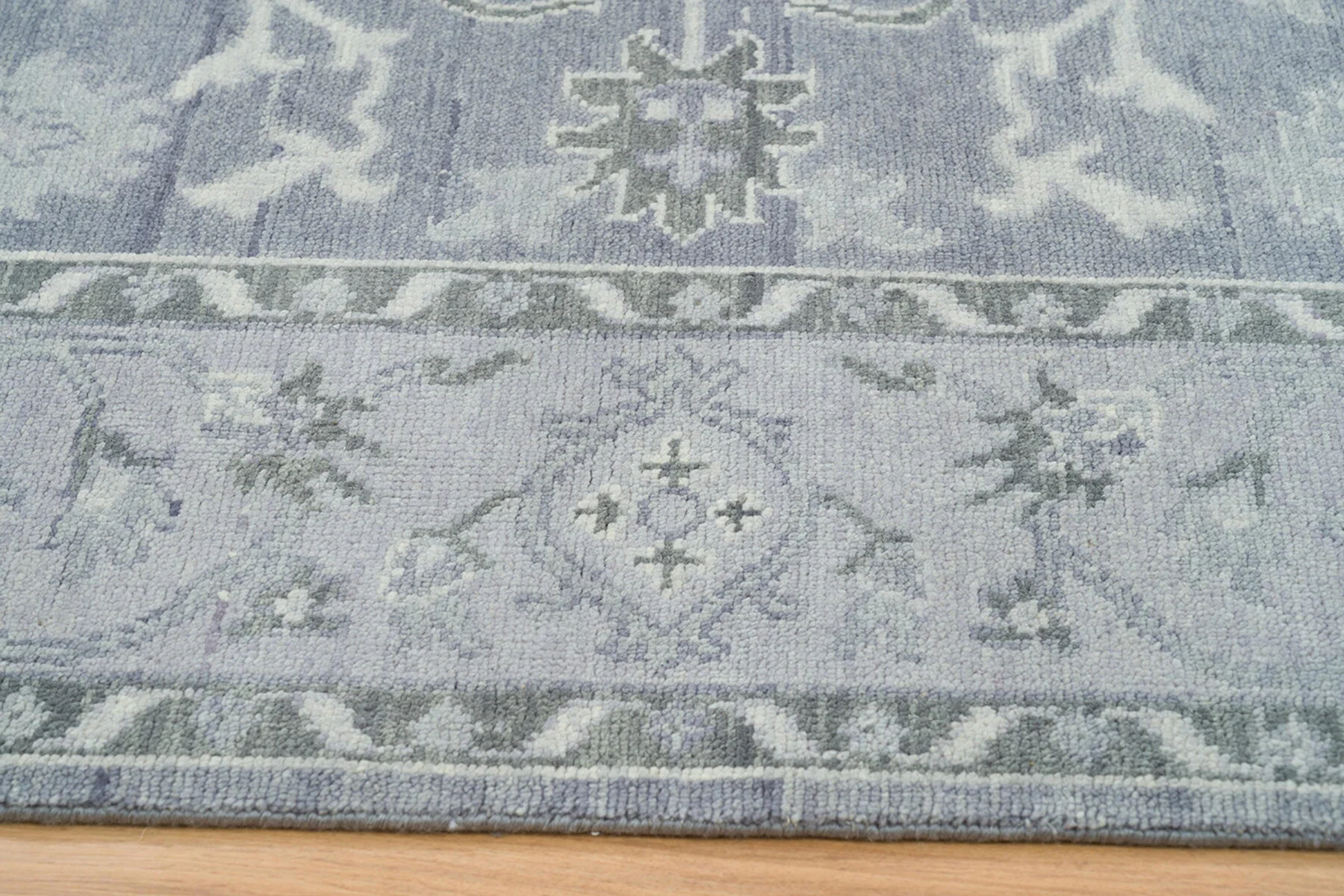 Slate Hand-Knotted Oushak Rug – Palmette & Vine