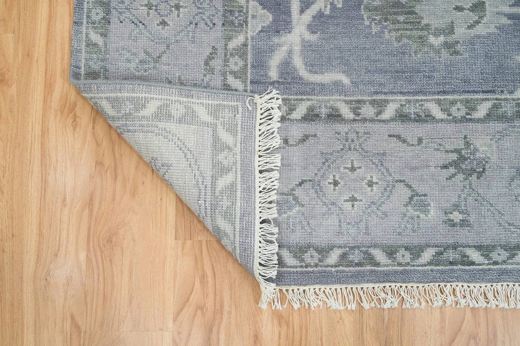 Slate Hand-Knotted Oushak Rug – Palmette & Vine