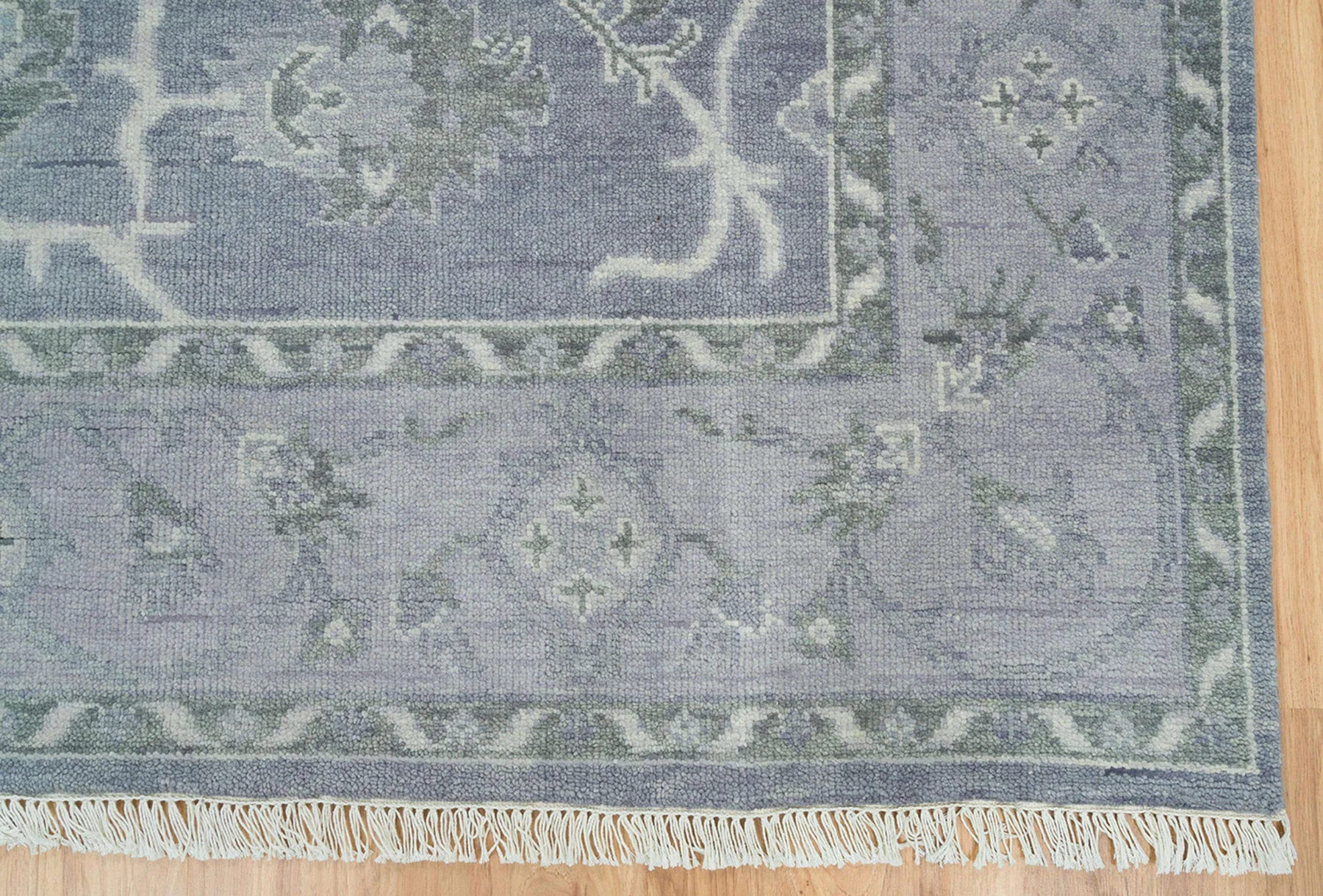 Slate Hand-Knotted Oushak Rug – Palmette & Vine