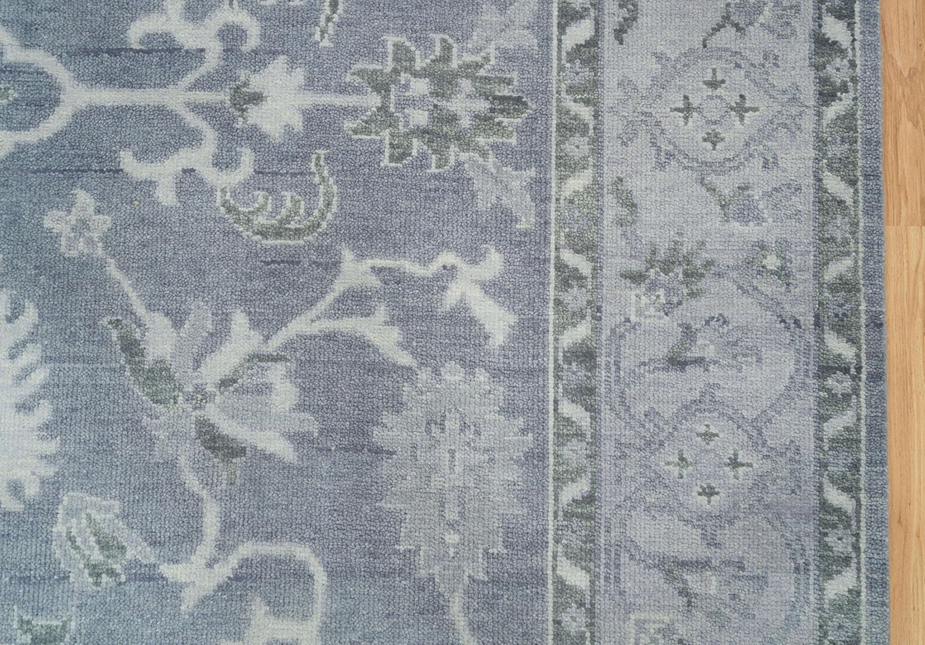 Slate Hand-Knotted Oushak Rug – Palmette & Vine