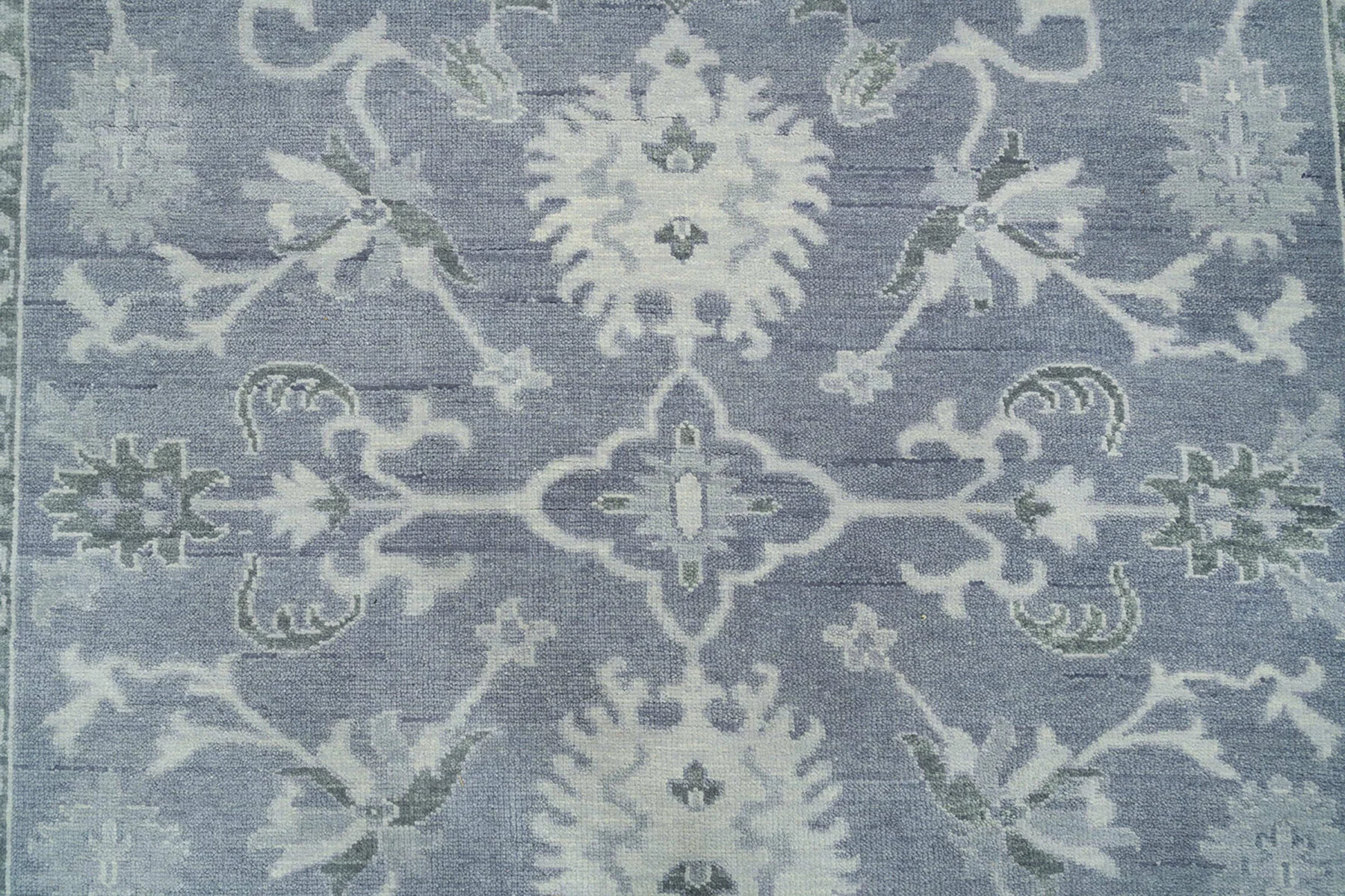 Slate Hand-Knotted Oushak Rug – Palmette & Vine