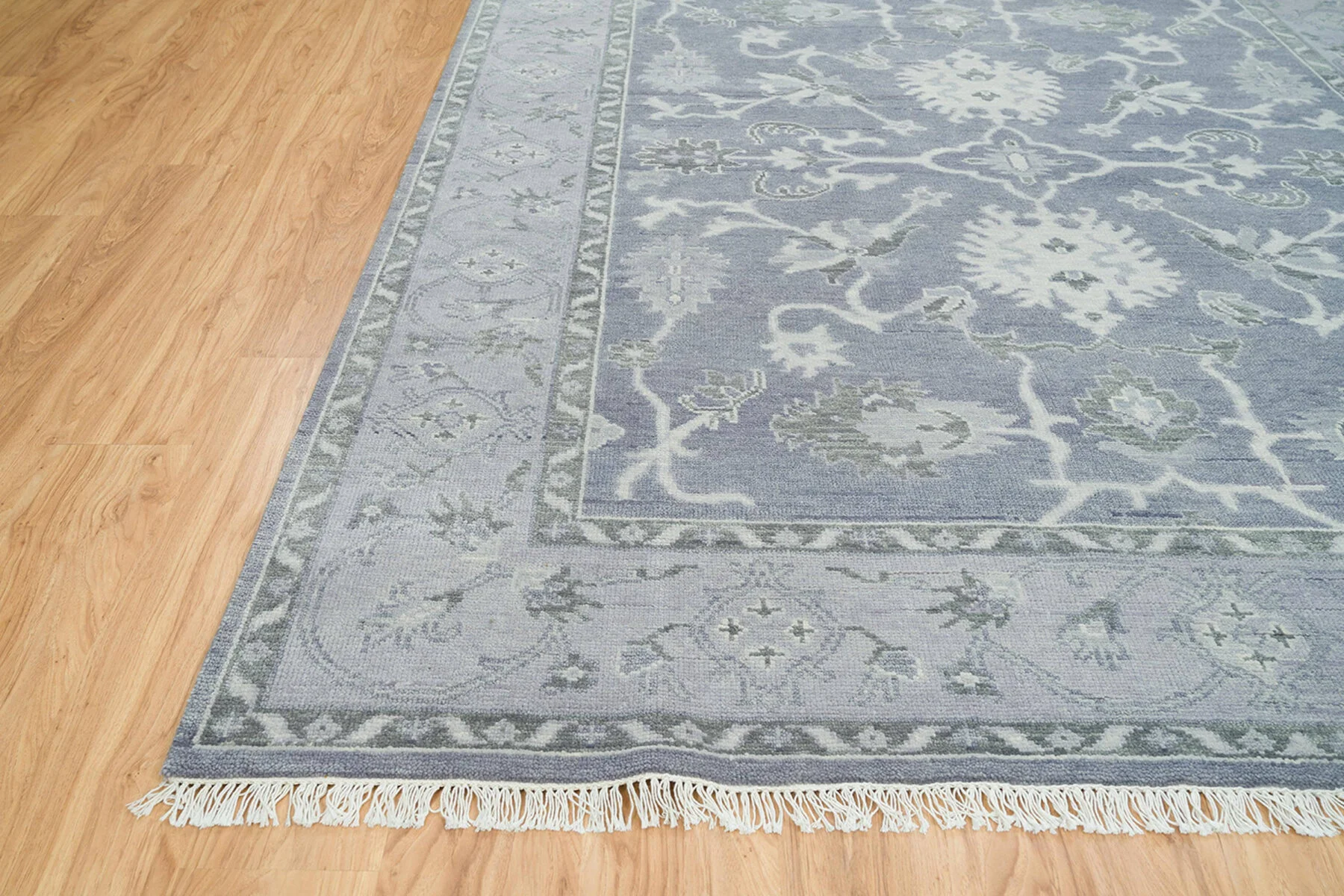 Slate Hand-Knotted Oushak Rug – Palmette & Vine