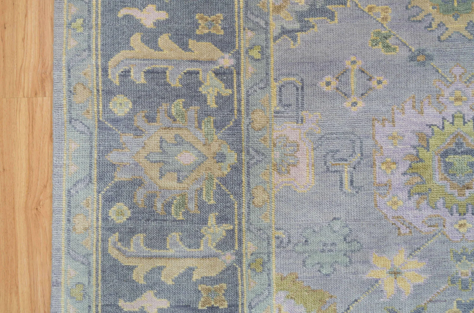 Lavender Hand-Knotted Oushak Rug – Rosette & Palmette