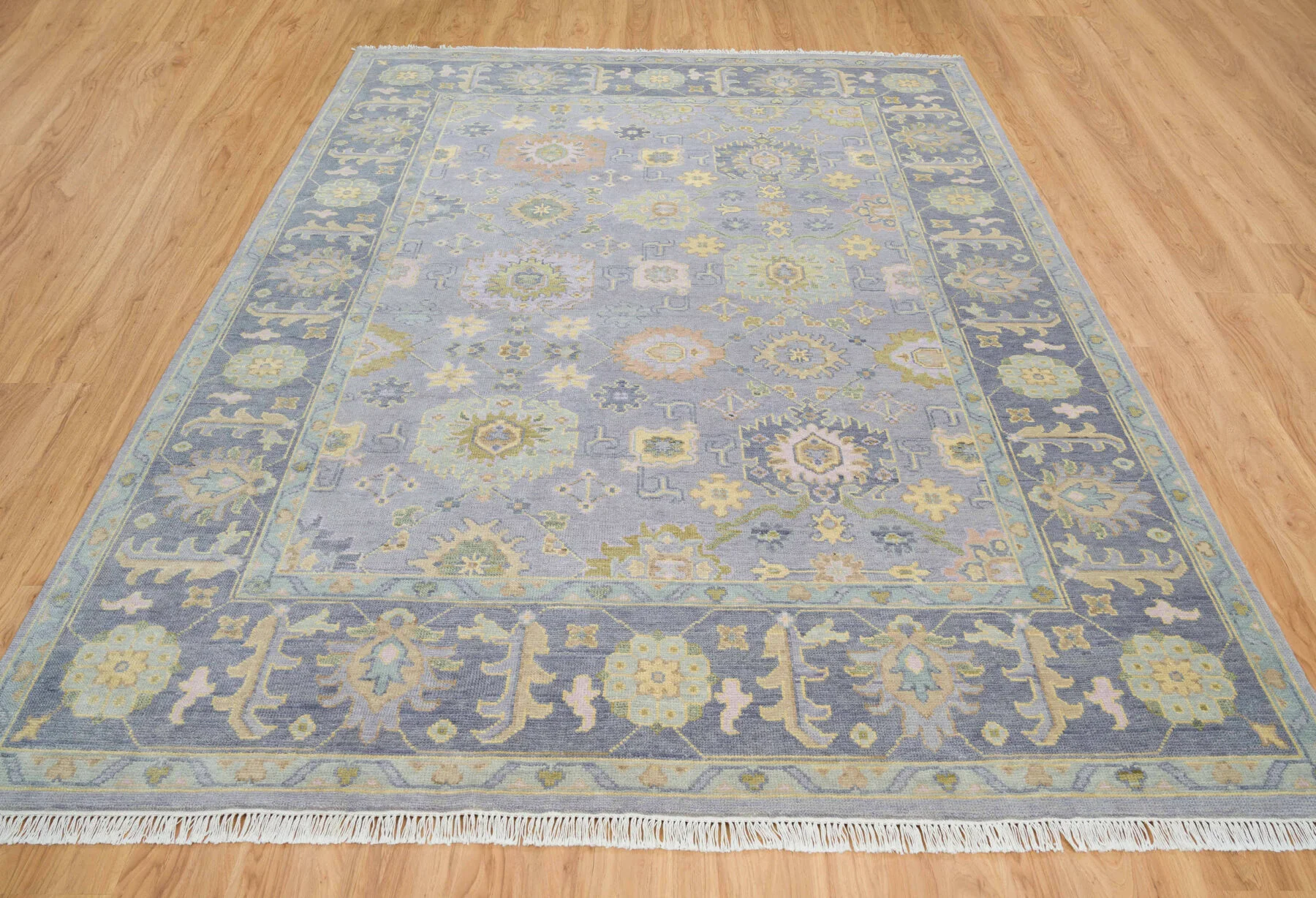 Lavender Hand-Knotted Oushak Rug – Rosette & Palmette
