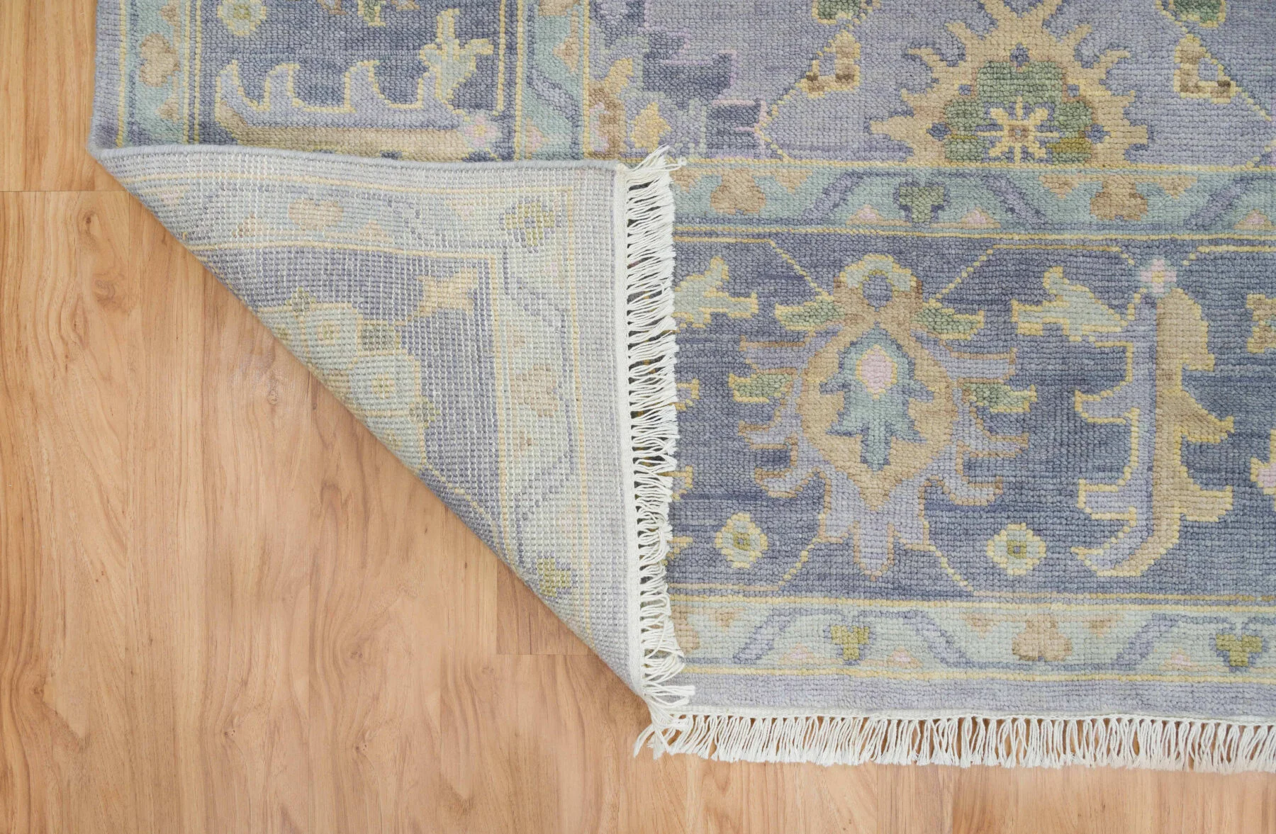Lavender Hand-Knotted Oushak Rug – Rosette & Palmette