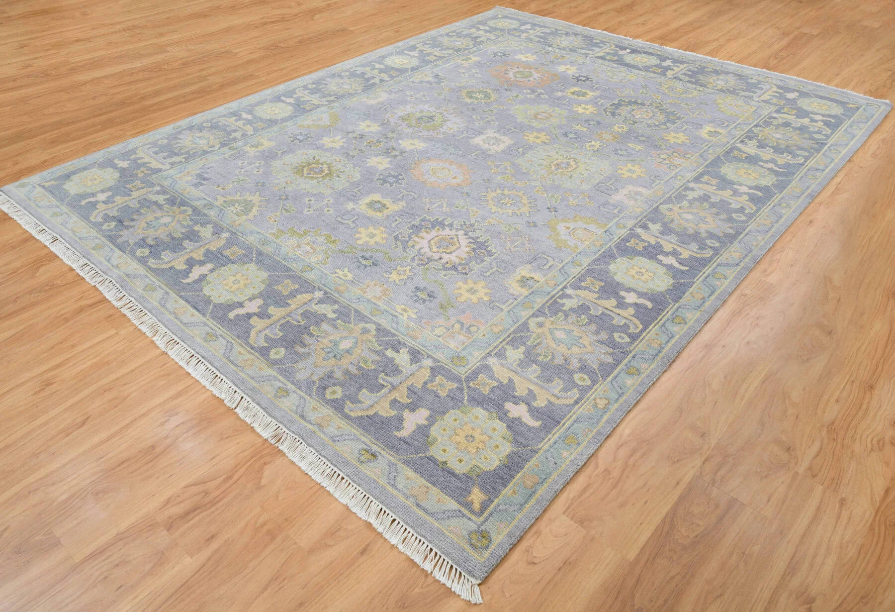 Lavender Hand-Knotted Oushak Rug – Rosette & Palmette