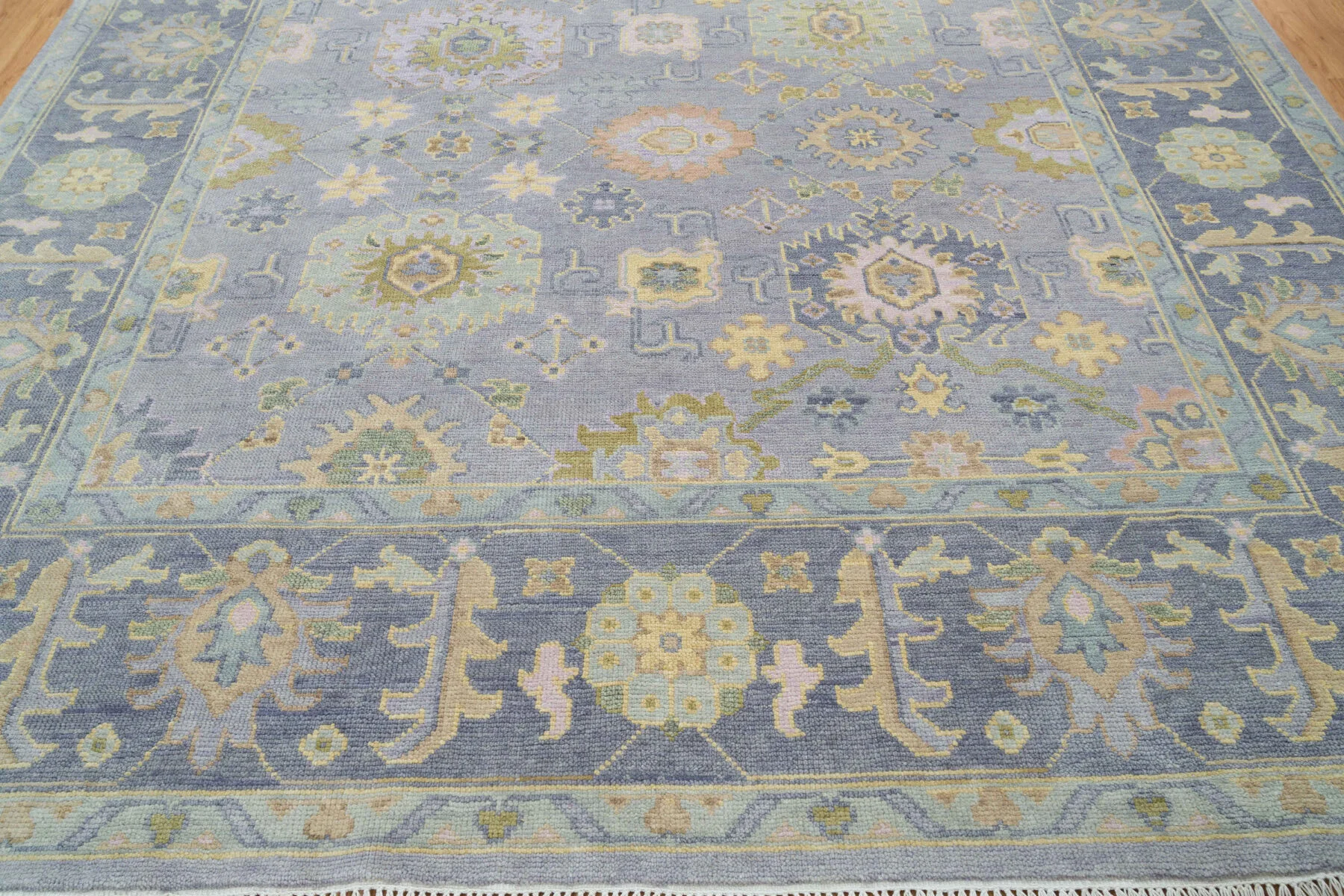 Lavender Hand-Knotted Oushak Rug – Rosette & Palmette