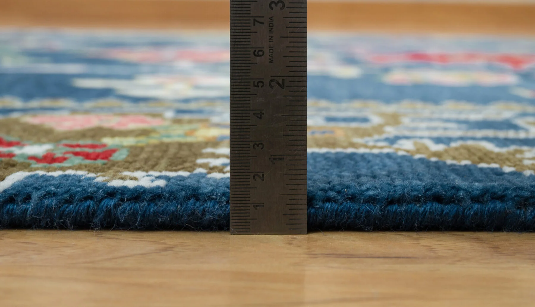 Navy & Green Hand-Knotted Oushak Rug – Palmette & Rosette