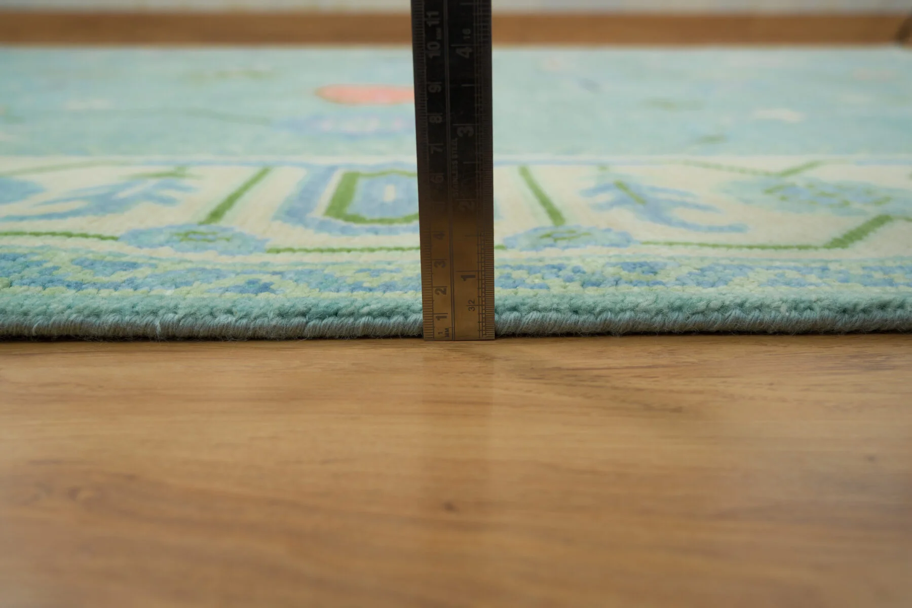 Aqua & Blush Hand-Knotted Oushak Rug – Palmette & Rosette