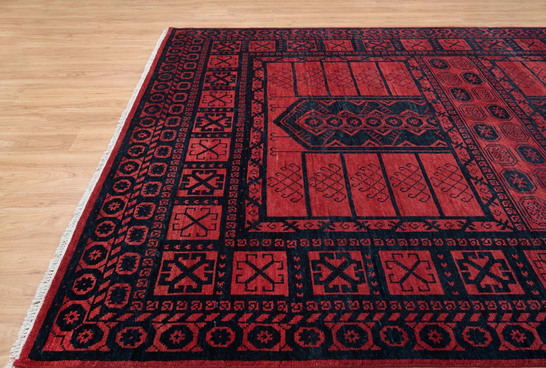 Red Hand-Knotted Tribal Rug – Diamond & Gul
