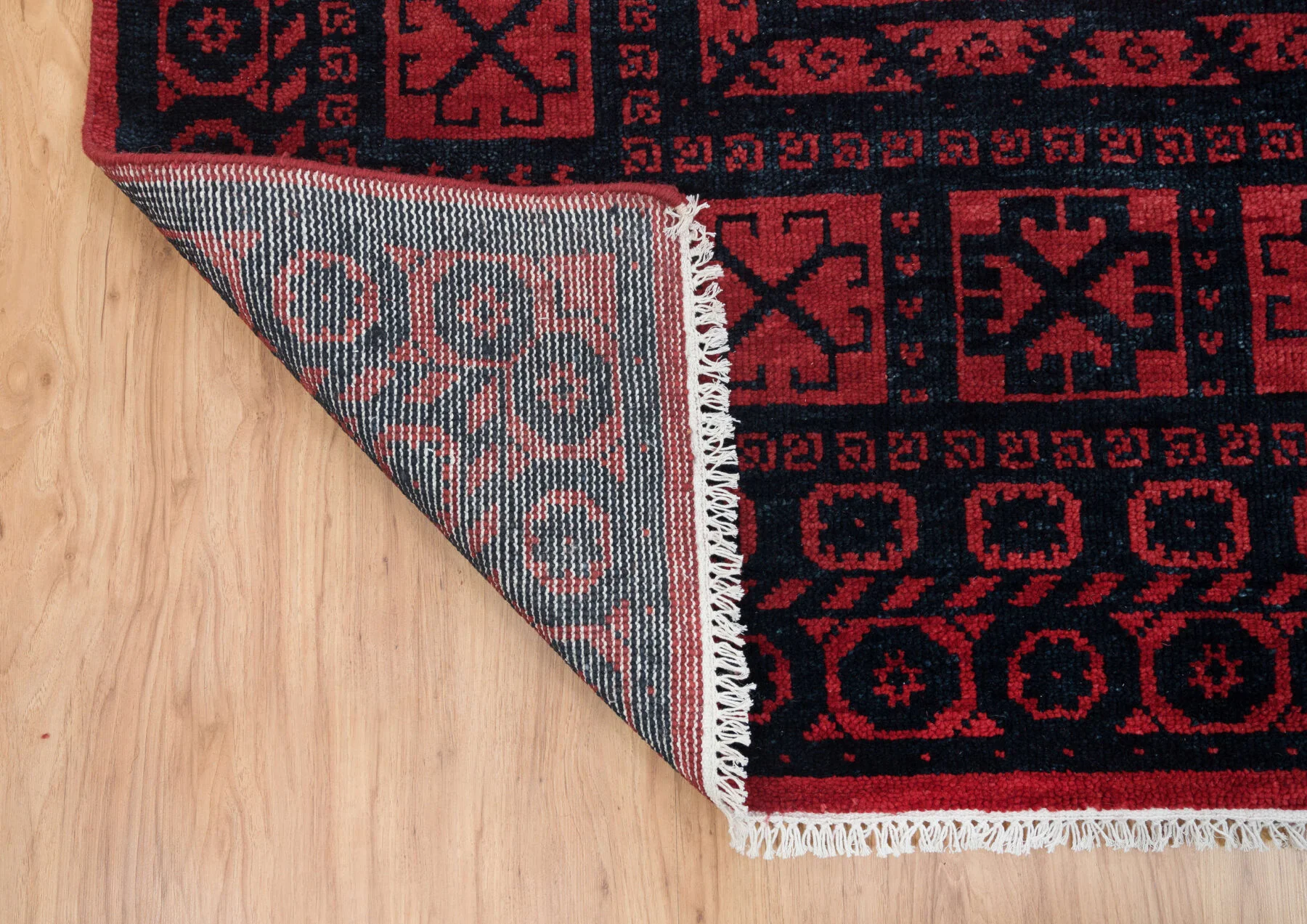 Red Hand-Knotted Tribal Rug – Diamond & Gul