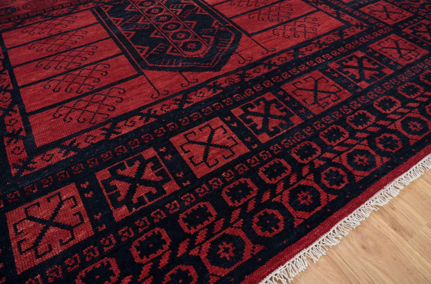 Red Hand-Knotted Tribal Rug – Diamond & Gul