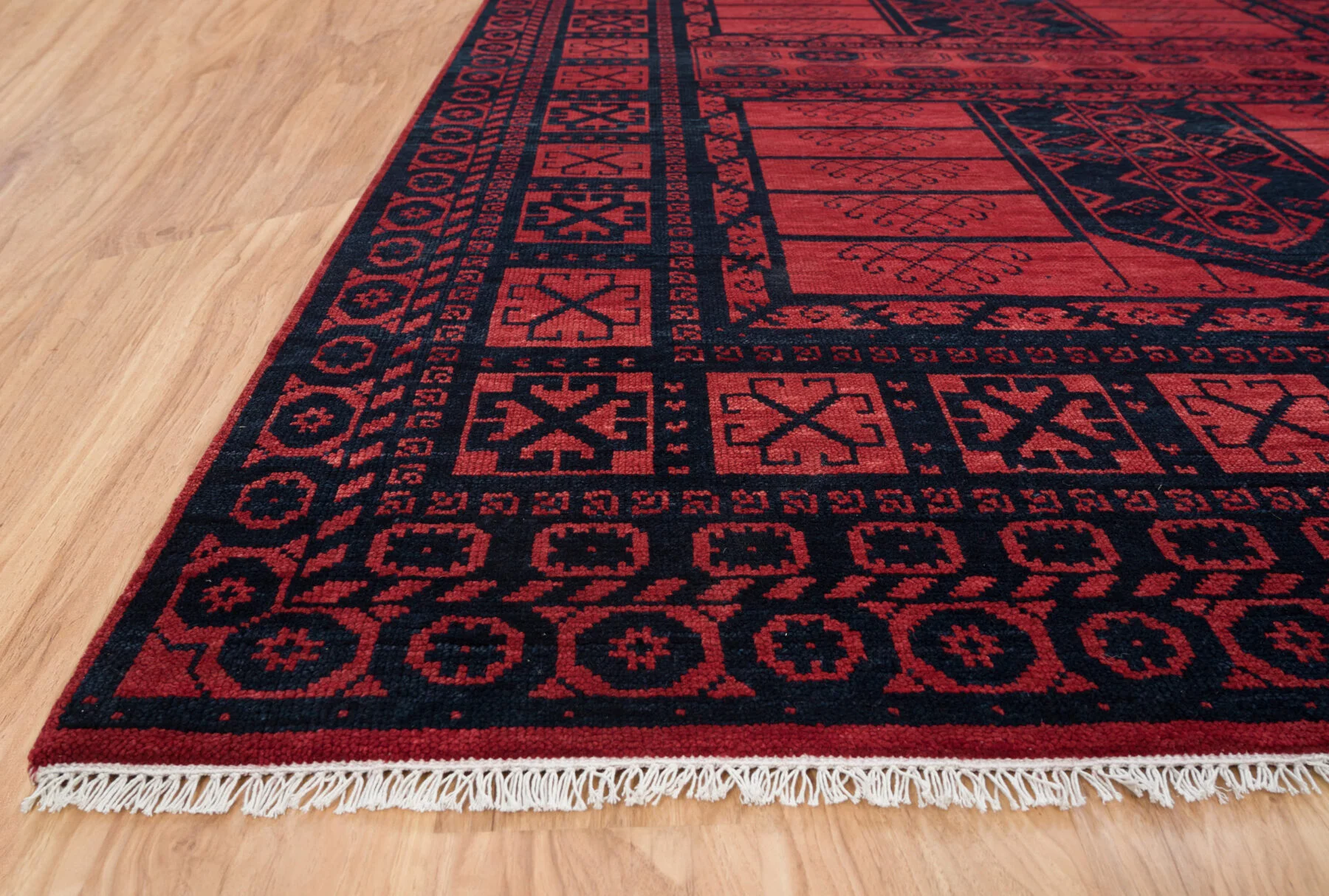 Red Hand-Knotted Tribal Rug – Diamond & Gul