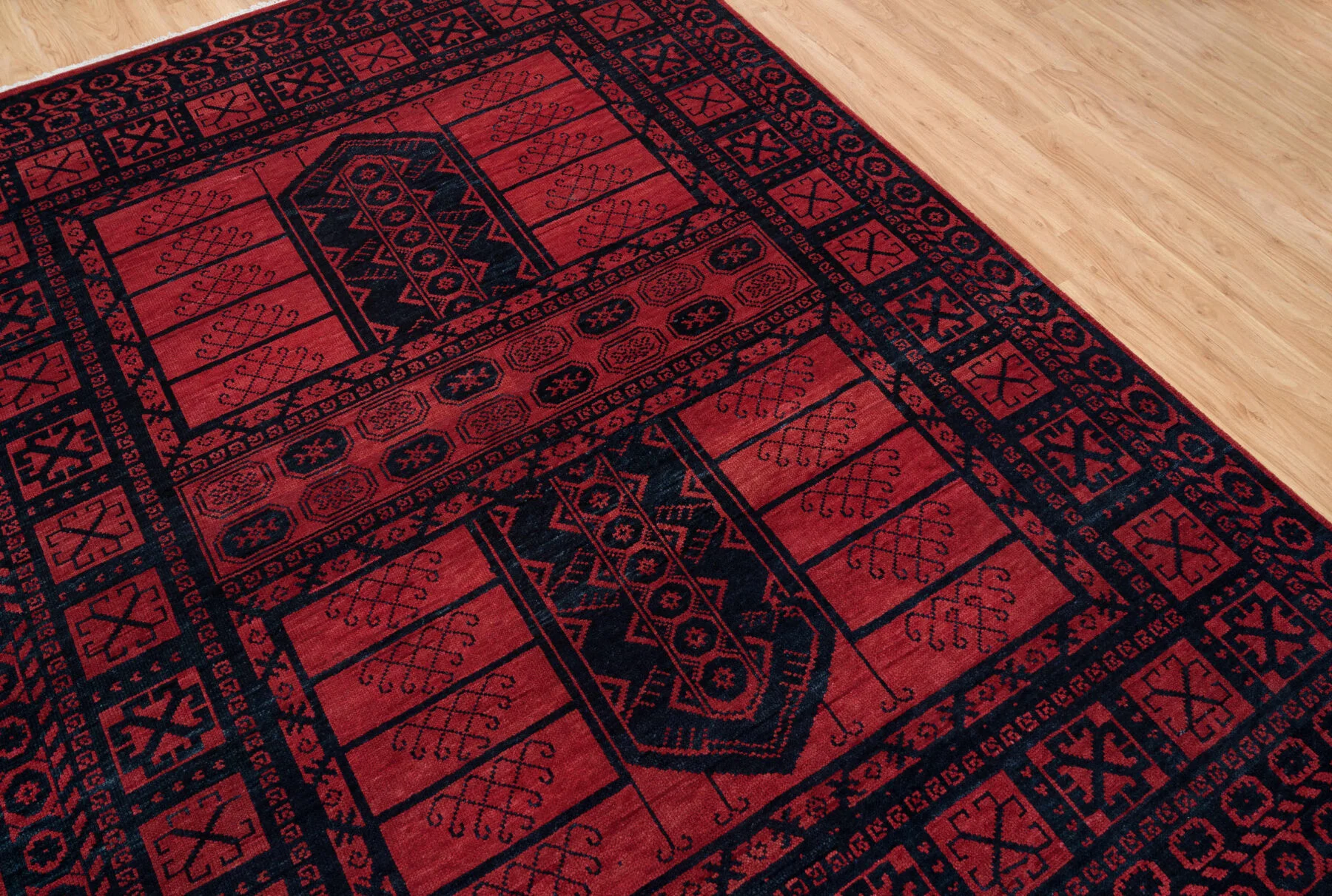 Red Hand-Knotted Tribal Rug – Diamond & Gul