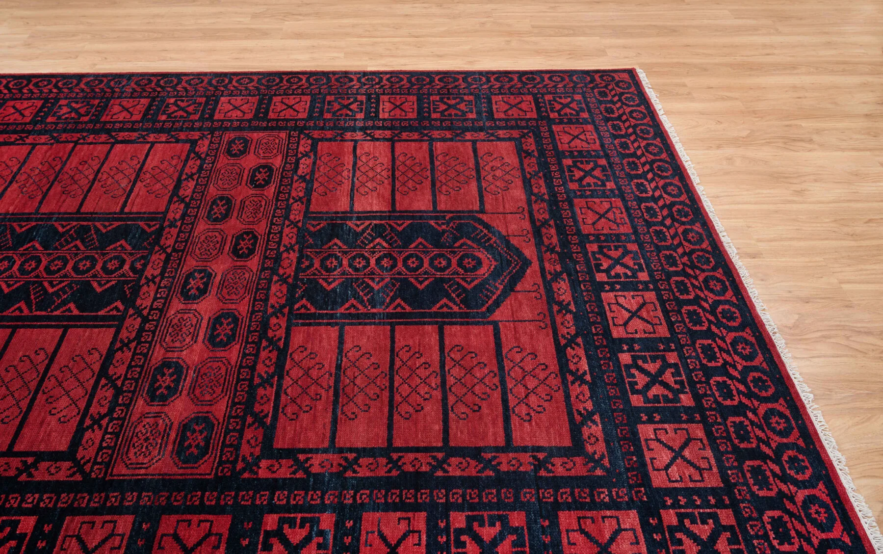 Red Hand-Knotted Tribal Rug – Diamond & Gul