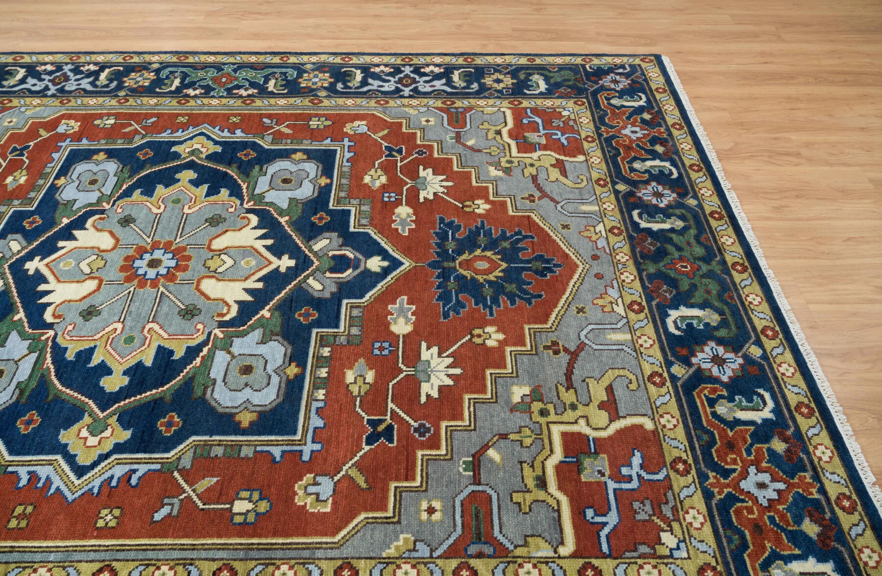 Rust Hand-Knotted Medallion Rug – Medallion & Palmette