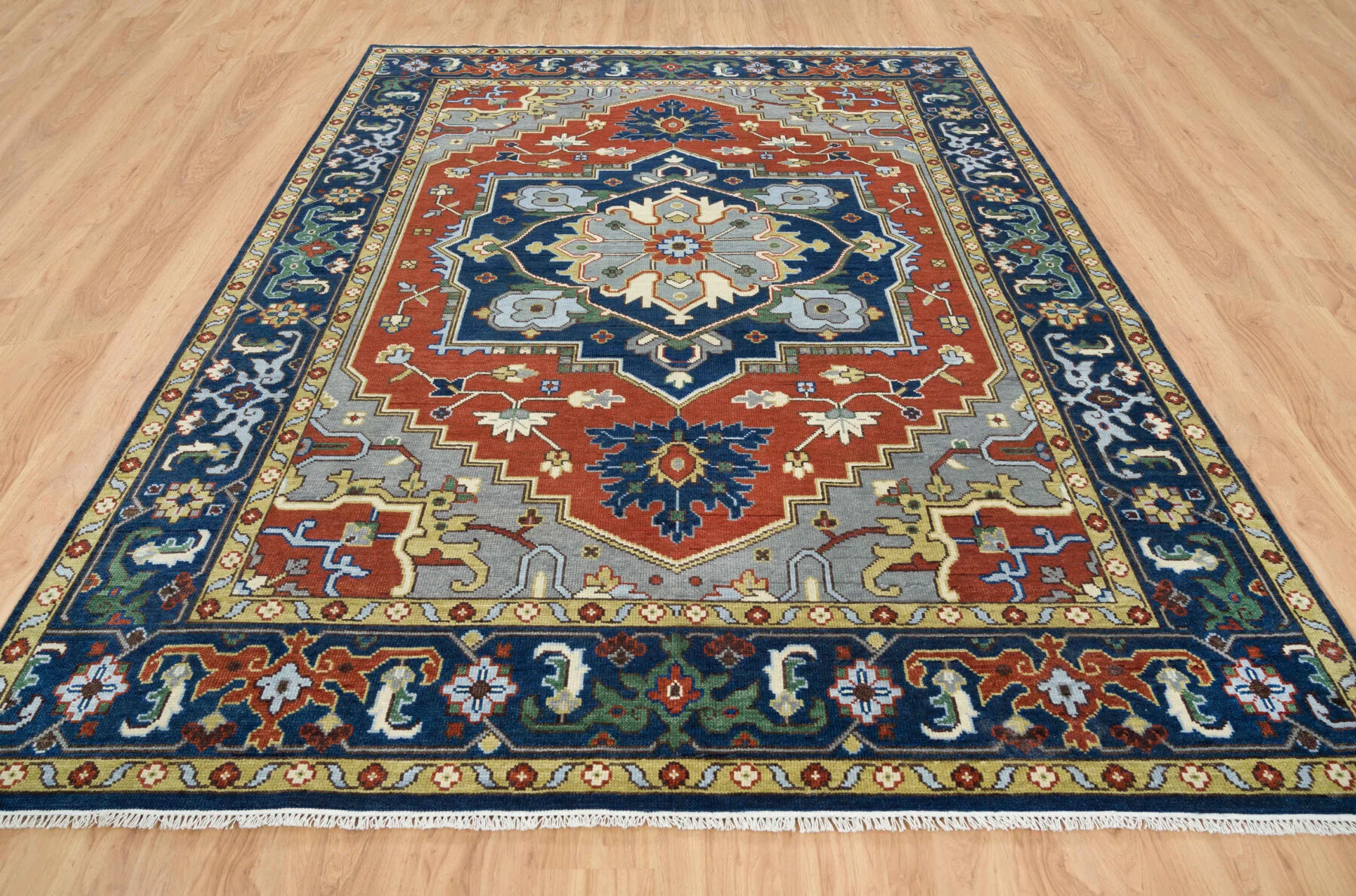 Rust Hand-Knotted Medallion Rug – Medallion & Palmette