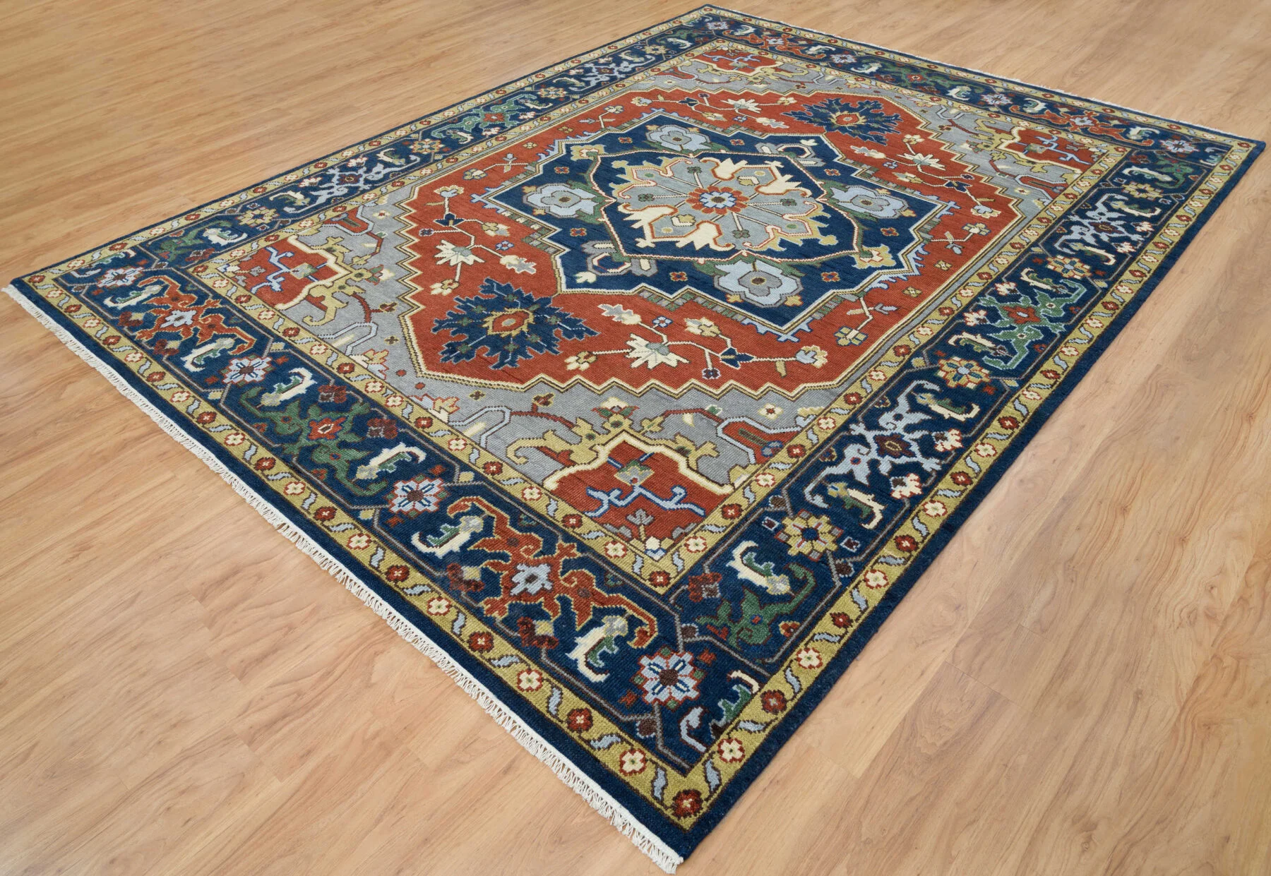 Rust Hand-Knotted Medallion Rug – Medallion & Palmette