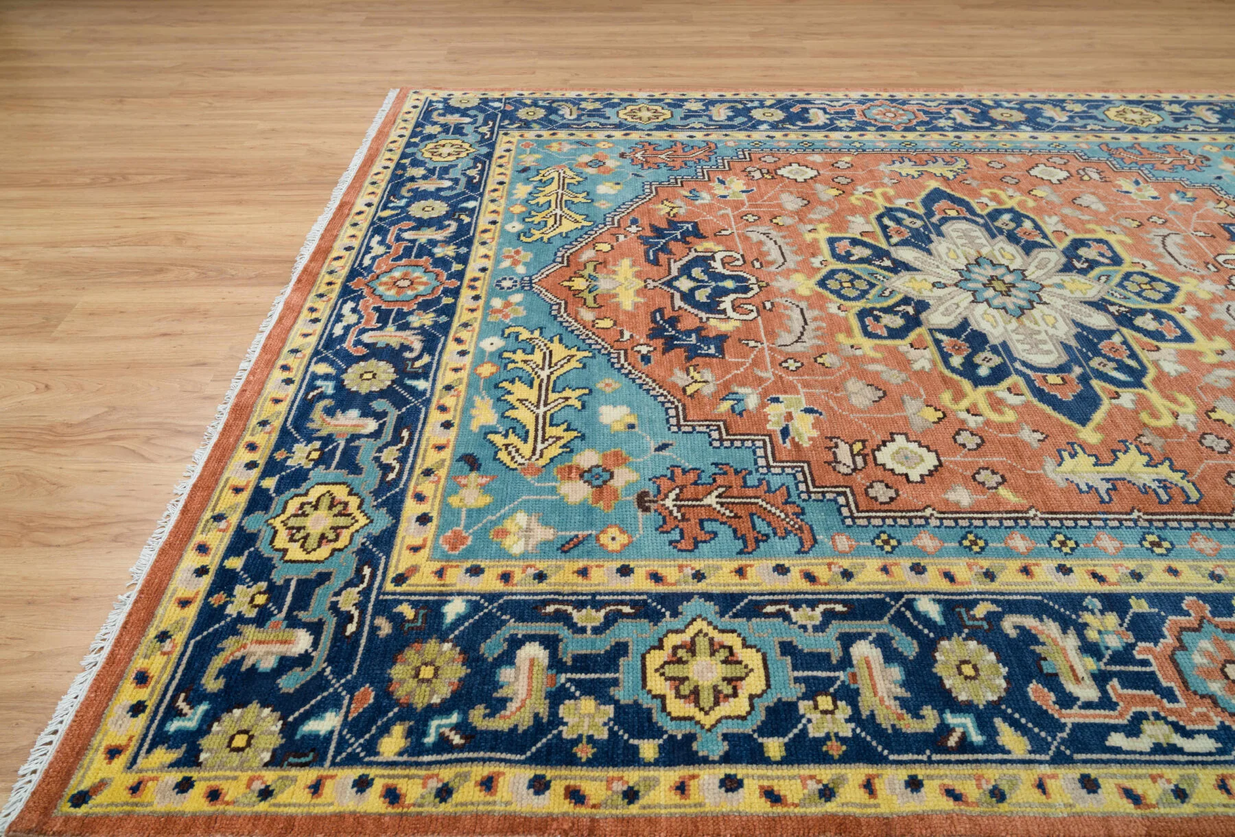 Rust Hand-Knotted Medallion Rug – Central Medallion & Palmette
