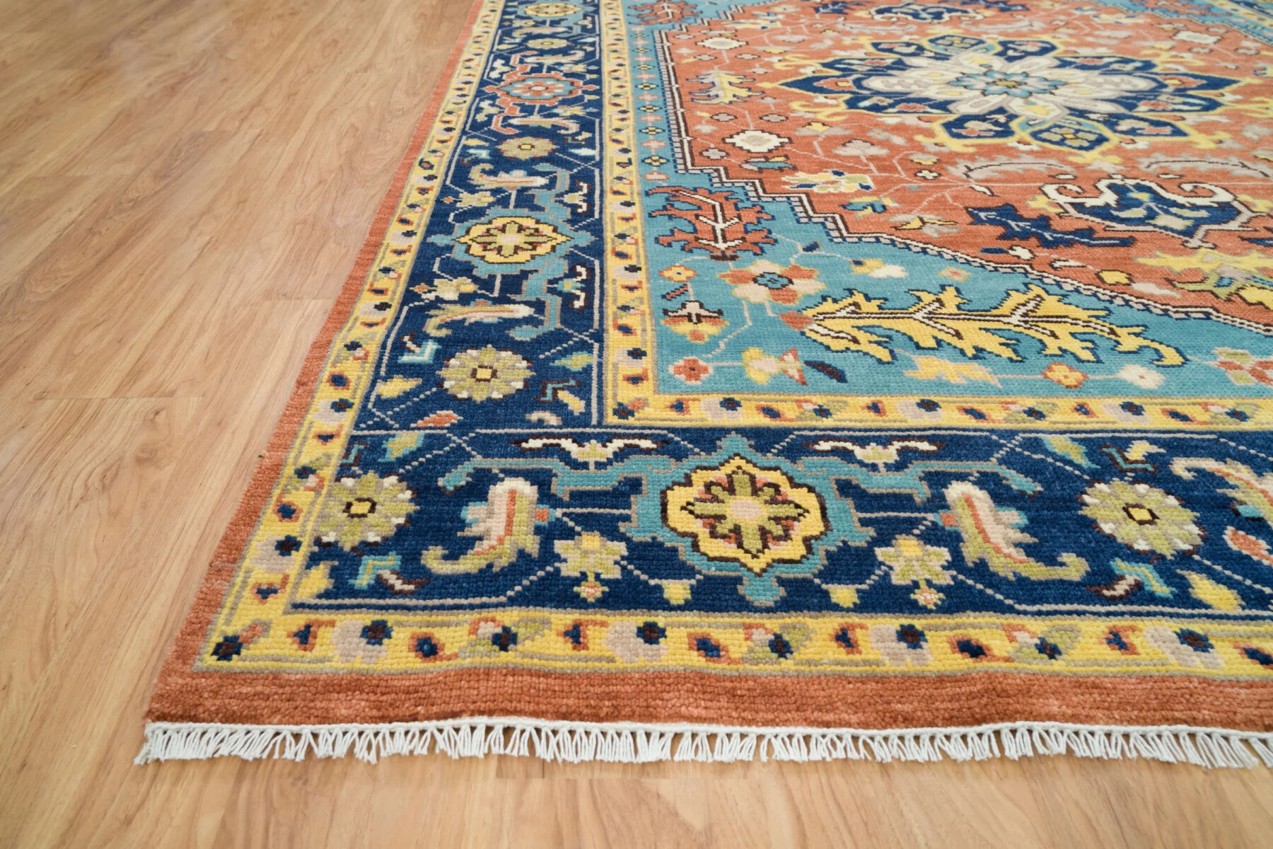 Rust Hand-Knotted Medallion Rug – Central Medallion & Palmette