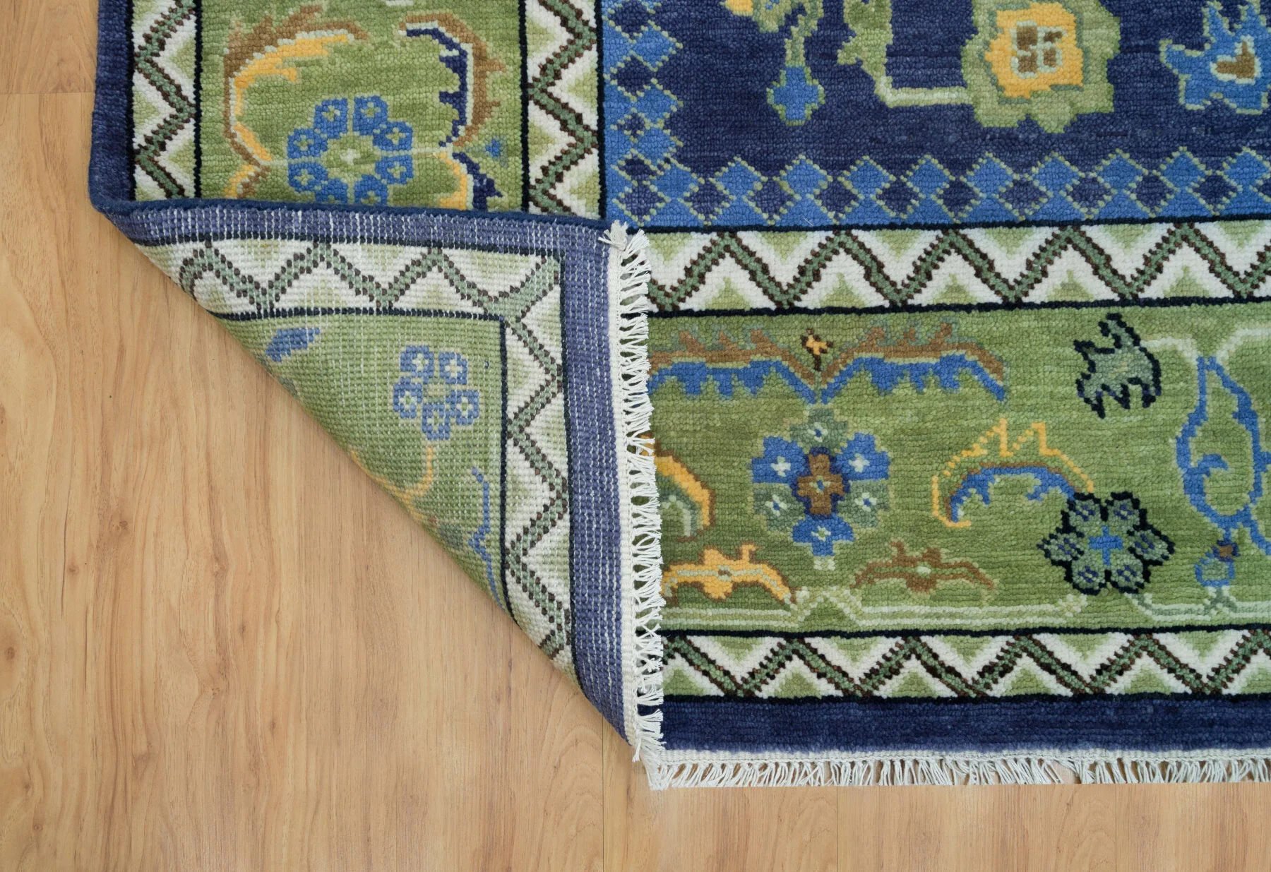 Navy Hand-Knotted Floral Rug – Palmette & Leafy Vine
