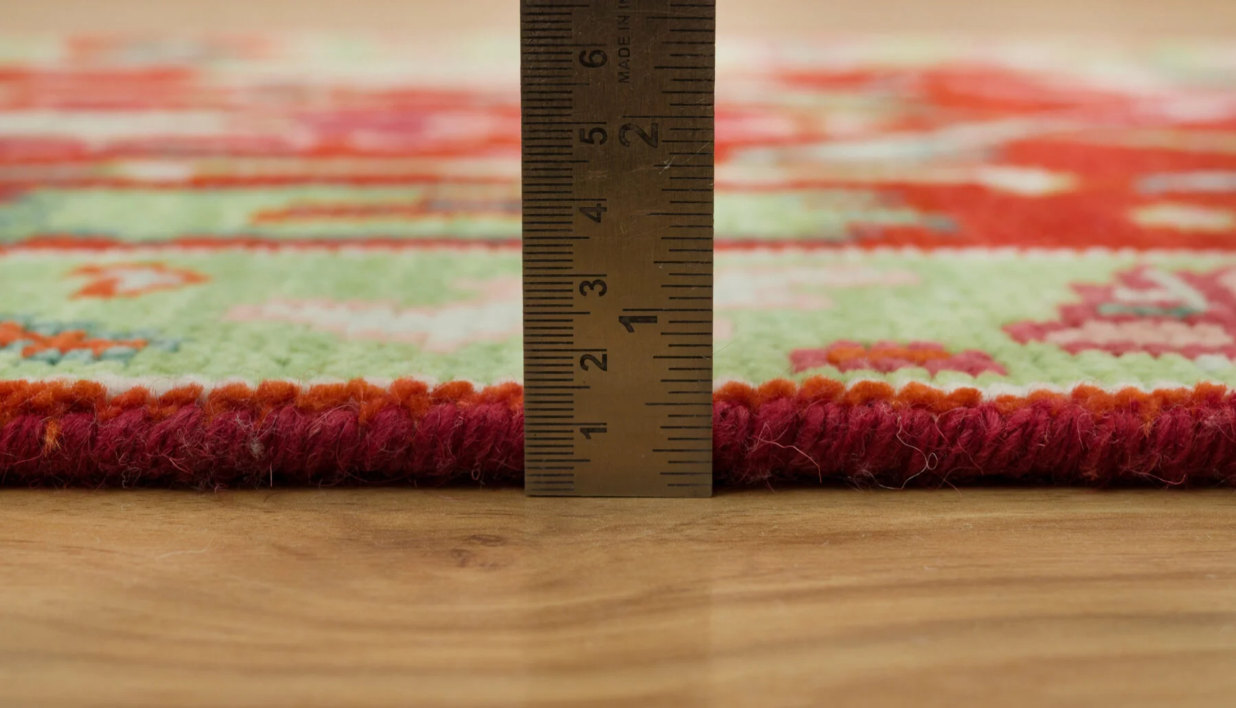 Red Hand-Knotted Oushak Rug – Palmette & Rosette